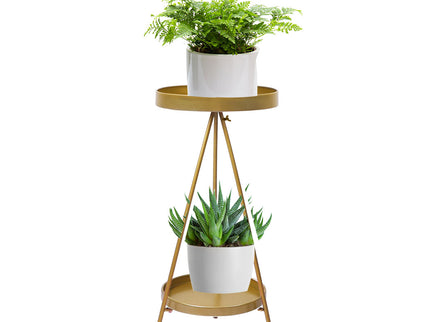 Levede Plant Stand 2 Tiers Outdoor Indoor Gold Medium-1864184724205998080