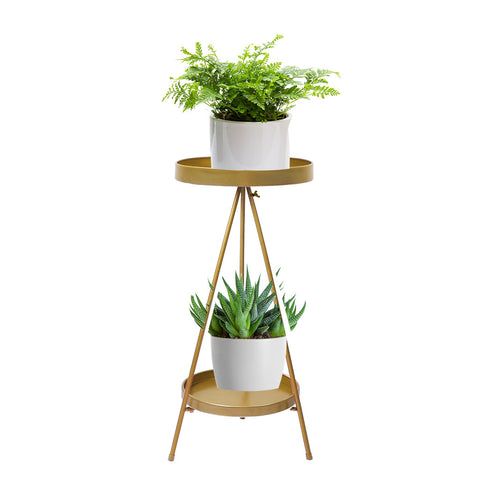 Levede Plant Stand 2 Tiers Outdoor Indoor Gold Medium-1864184724205998080