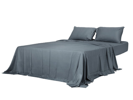 Dreamz 4pcs Double Size 100% Bamboo Bed Sheet Set in Charcoal Colour-1910113200632893440