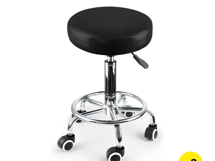 2x Levede Swivel Salon Barstool Hairdressing Black-1864184632992468992