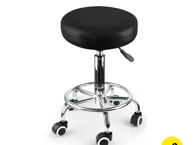 2x Levede Swivel Salon Barstool Hairdressing Black-1864184632992468992