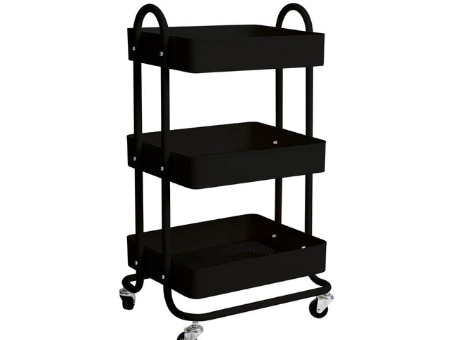Levede 3 Tiers Kitchen Trolley Cart Black-1917016721257009152