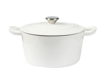 TOQUE 4L Enamel Dutch Oven Pot in White Colour-1864184348446691328