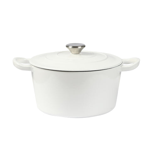 TOQUE 4L Enamel Dutch Oven Pot in White Colour-1864184348446691328