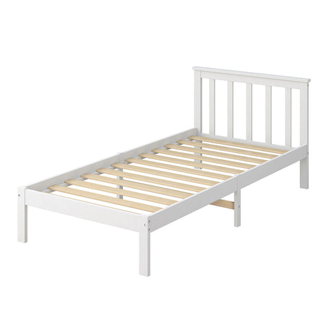 Levede Wooden Bed Frame King Single White-1864183190500020224