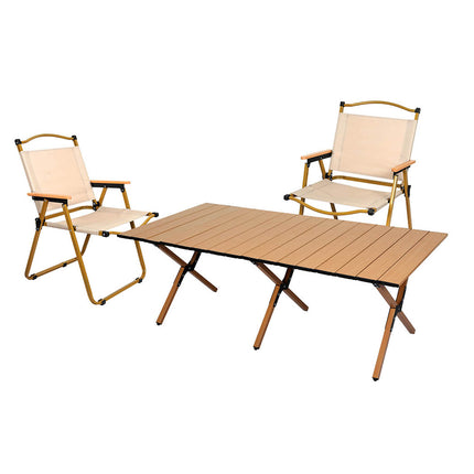 Levede Folding Camping Table Chair Set Oak-1975420437819166720