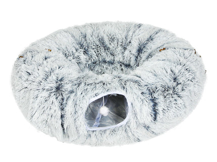 Pawz Cat Tunnel Foldable Fluffy Plush Play Tube Grey-1910112275881136128