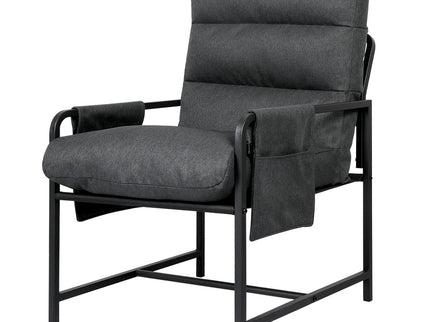 Levede Metal Framed Lounge Chair Linen in Dark Grey-1910149775286734848