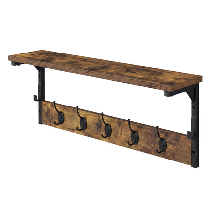 Levede Coat Rack Shelf Wall Mounted 7 Hooks Wall Floating Hat Rack Living Room-2050059009976832000