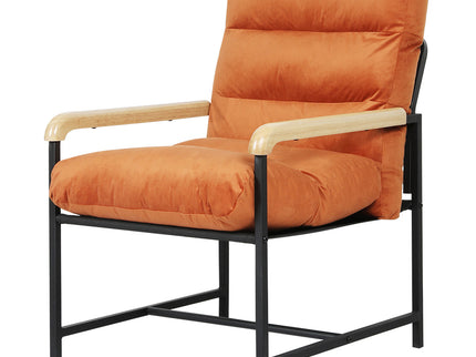 Levede Metal Framed Lounge Chair Velvet in Orange-1910149775139934208