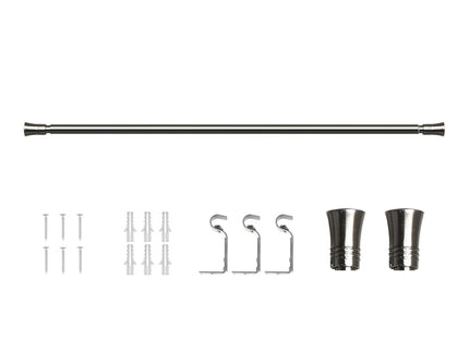 Marlow Satin Nickel Curtain Rod Steel Quiet Rail Pole Pommel Set Adjustable-1910112208935849984