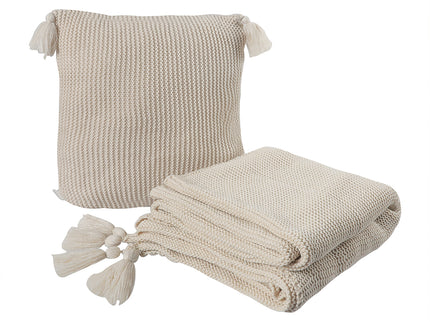 DreamZ Knitting Throw Blanket Cushion Beige-1910113222975950848