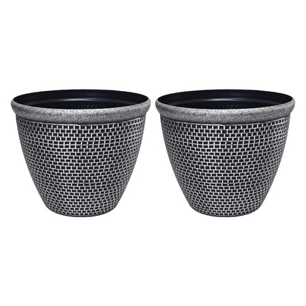 Toque Plastic Plant Pots 36cm Outdoor Garden Planter 2 Pcs With Drainage Holes-2050059017677574144