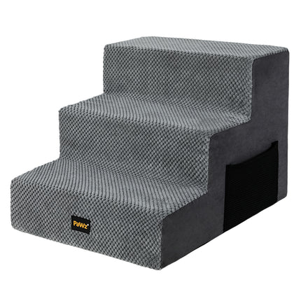 Pawz 3 Steps Pet Stairs Dog Ramp High Density Foam Grey-2006733392930017280
