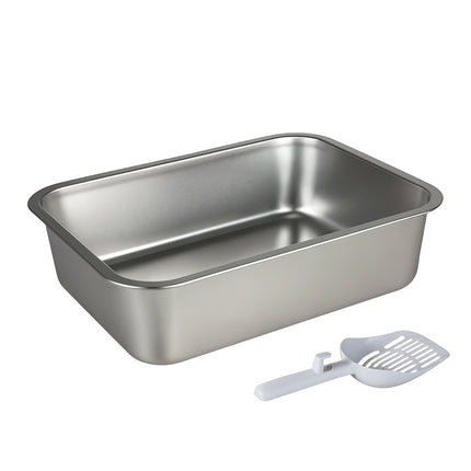 Pawz Stainless Steel Cats Litter Box 10cm Height Small Animals Easy Entry Clean-2029334099243700224