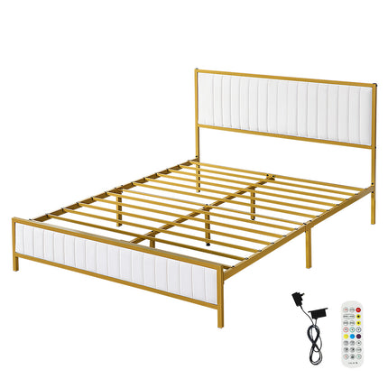 Levede Metal Bed Frame Under Bed Storage Double Beige-1975420336006631424