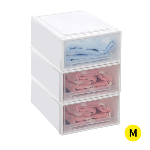 Plastic Storage Box Stackable Containers M 3PK Medium-1864184611169505280