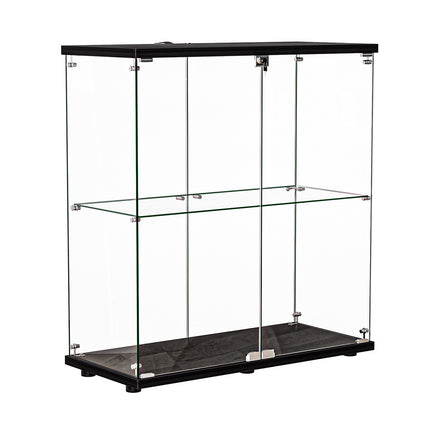 Stacked Glass Display Cabinet Lockable Collections Storage 2 Tier Shelf 2 Door-1973193459267407872