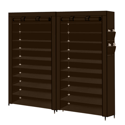 Levede 2pcs 10 Tier Shoe Rack Storage Brown-1910113015152381952