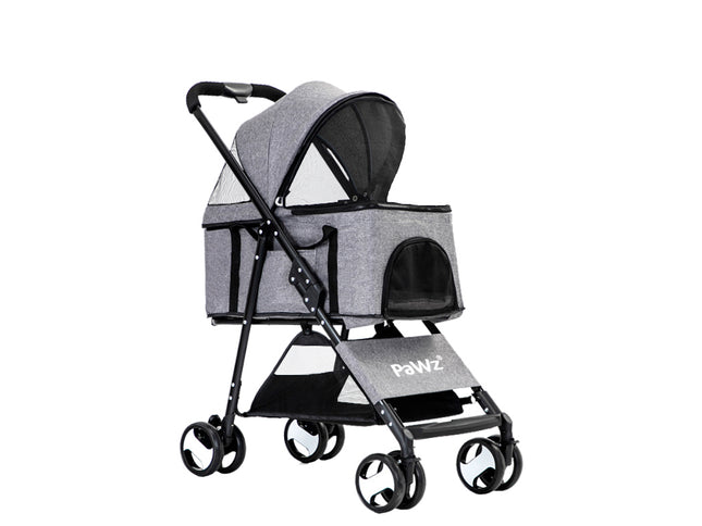 PaWz Large Pet Stroller Dog Cat Travel Grey-1864184624620638208