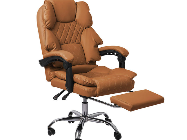 Levede Gaming Chair Office Computer Brown Footrest-1864184461999083520