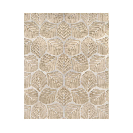 Marlow Floor Rug Soft Embossed Carpet Non Slip Plush Shaggy Rugs Leaf Pattern-1973193450773942272