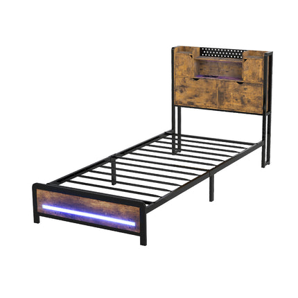 Levede Single Bed Frame Storage Headboard Industrial-2011971104947703808