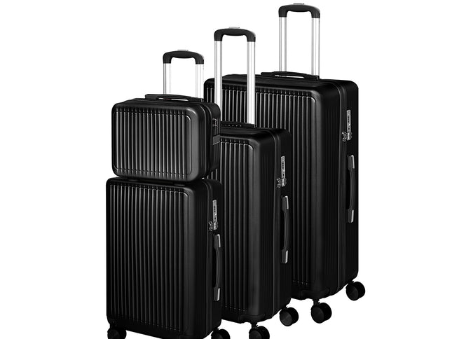 Slimbridge Luggage Suitcase Trolley Black 4pc 14"+20"+24"+28"-1864184374052917248