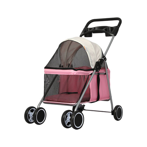 PaWz Pet Stroller Dog Cat Carrier Foldable Pink-1864184624901656576