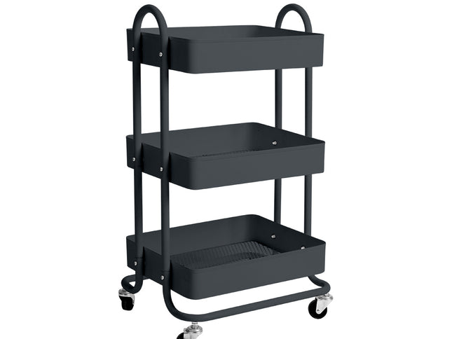 Levede 3 Tiers Kitchen Trolley Cart Grey-1917016721408004096