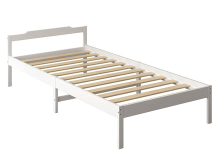 Levede Wooden Bed Frame King Single White-1864183192932716544