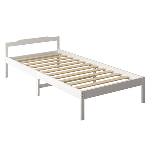 Levede Wooden Bed Frame King Single White-1864183192932716544