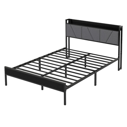 Levede Queen Bed Frame Steel Base with Headboard Grey-2006732773129326592