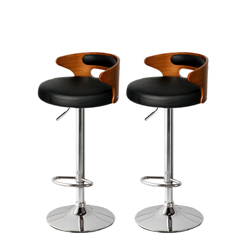 Levede 1x Kitchen Bar Stools Gas Lift Black Silver-1910113240004825089