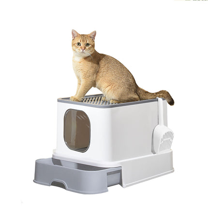 PaWz Cat Litter Box Fully Enclosed Kitty Grey-1975420444567801856