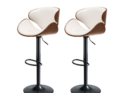 Levede 1x Bar Stools Kitchen Gas Lift White-1864183229909700608