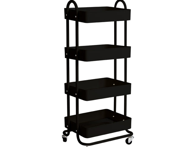 Levede 4 Tiers Kitchen Trolley Cart Black-1917016722028761088