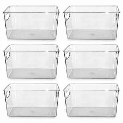 Toque Clear Plastic Storage Bins 6PCS Pantry Fridge Organizer Boxes Handles-2061251865114447872