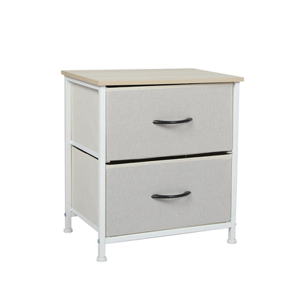 Levede Chest of 2 Drawers Bedside Table Beige-1973194073829412864