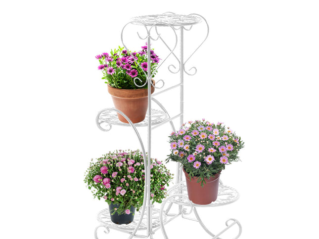 Levede Plant Stand Outdoor Indoor Metal White-1894516826382143488