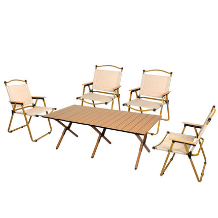 Levede Folding Camping Table Chair Set Oak-1864184457465040896