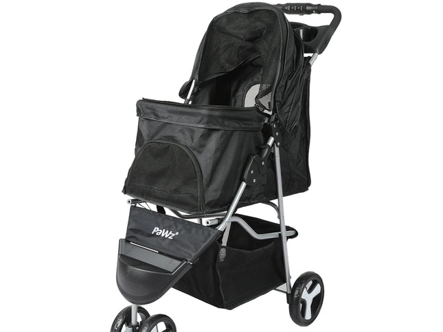 PaWz Large Pet Stroller Dog Cat Carrier Black-1864184623848886272