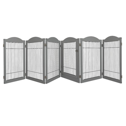PaWz 6 Panels Pet Dog Playpen Puppy Grey-1864184543074979840