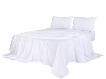 Dreamz 4pcs Double Size 100% Bamboo Bed Sheet Set in White Colour-1942353307725074432