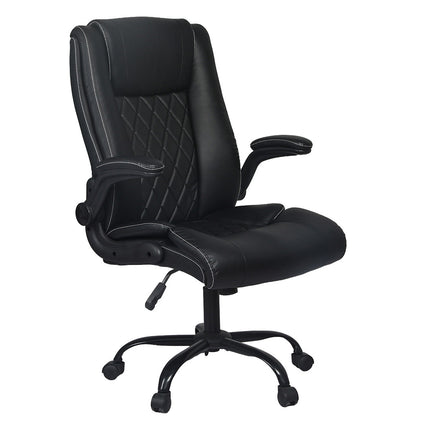 Levede Executive Office Chair Footrest PU Leather Tilt Gaming Work Seat Black-2050056783220838400