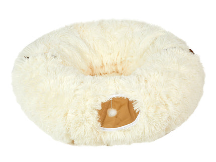 Pawz Cat Tunnel Foldable Fluffy Plush Play Tube Beige-1910112275730141184