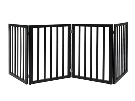 PaWz 4 Panels Wooden Pet Gate Dog Fence Black 600x 3MM-1864184510002892800