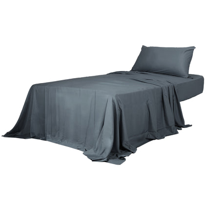 Dreamz 3pcs Sinigle Size 100% Bamboo Bed Sheet Set in Charcoal Colour Single-1973194027599794176