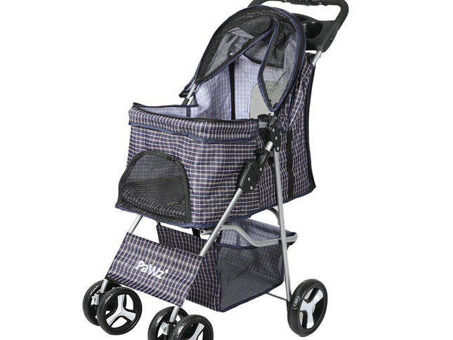 PaWz Large Pet Stroller Dog Cat Carrier Plaid-1864184624289288192