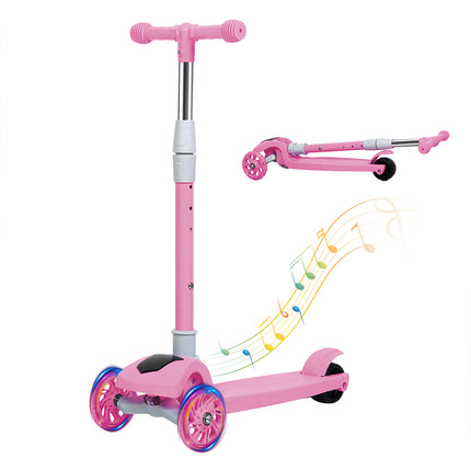 Bopeep Foldable Kids Scooter LED Music Pink-1973193421963268096